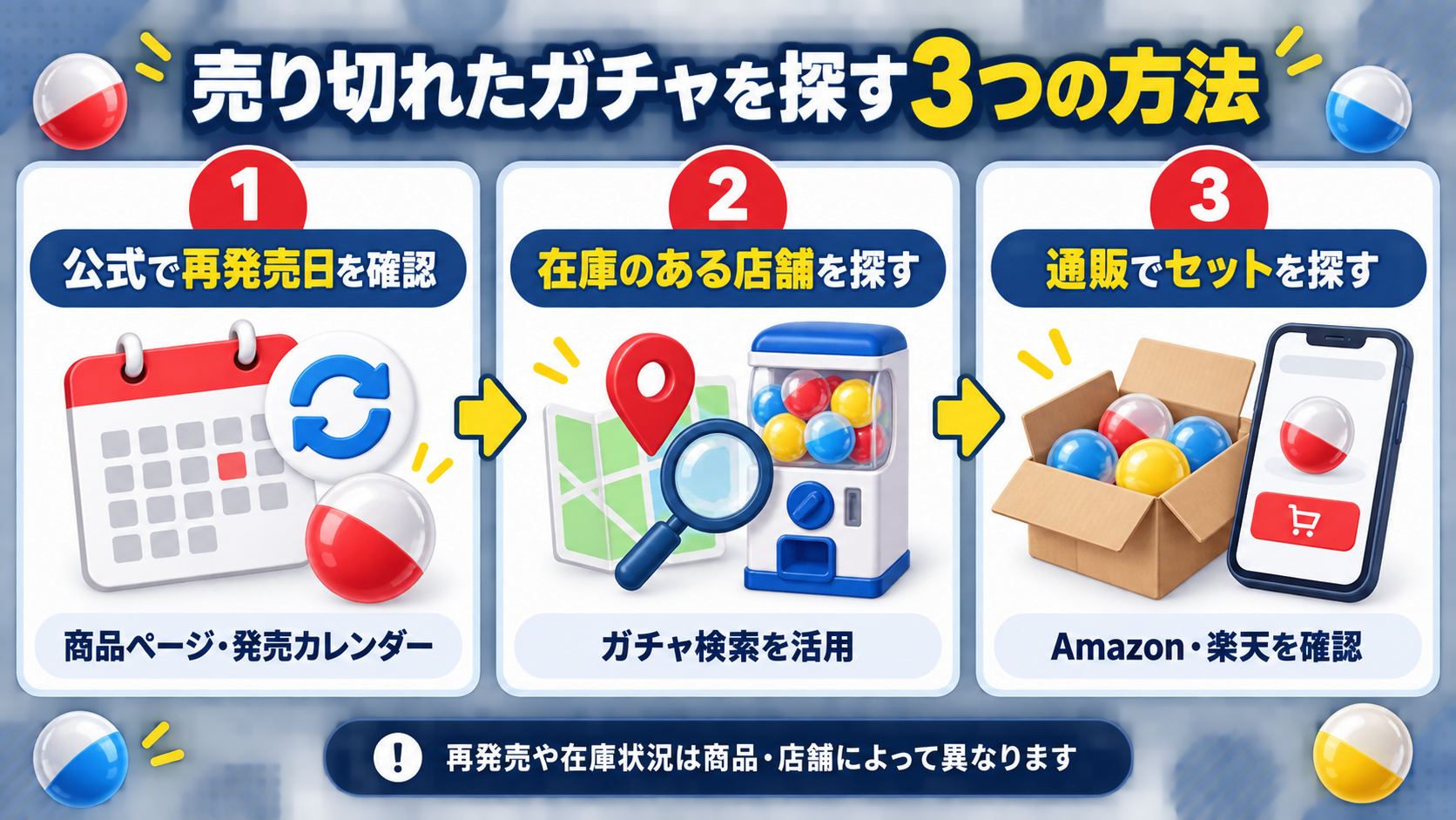 売り切れたガチャを探す3つの方法